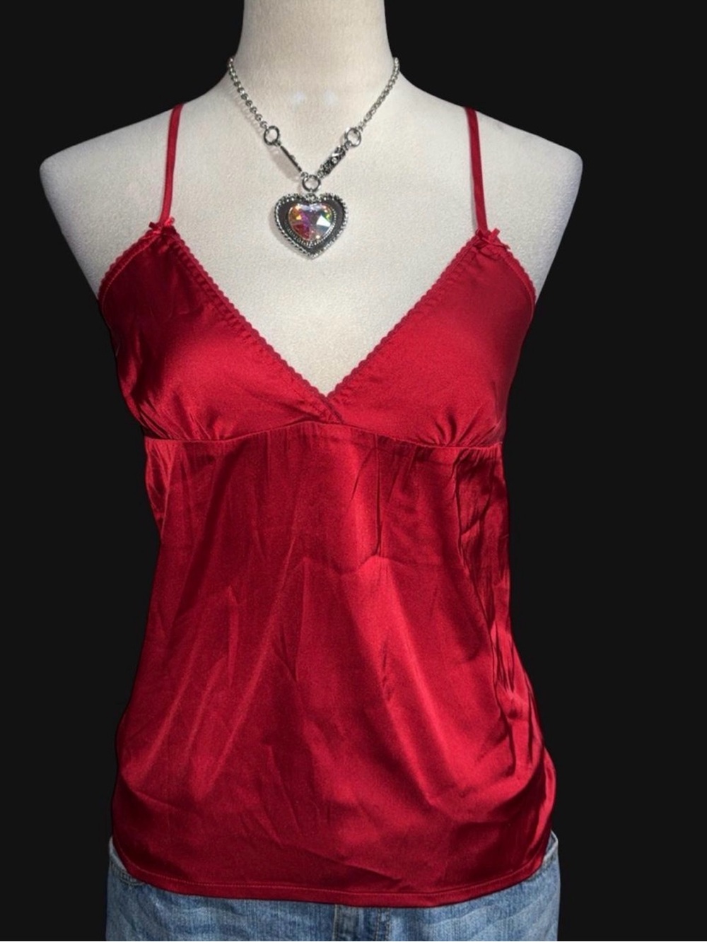 Brandy Melville Red Satin stretch Spaghetti Strap Tank new
